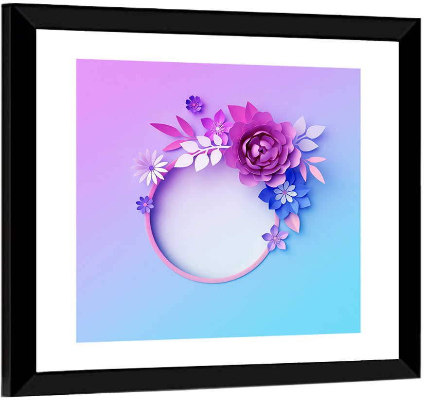 3d Neon Paper Flowers Wall Art