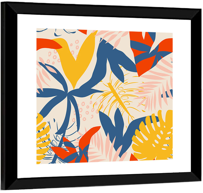 Bright Summer Tropical Pattern Wall Art as a framed print