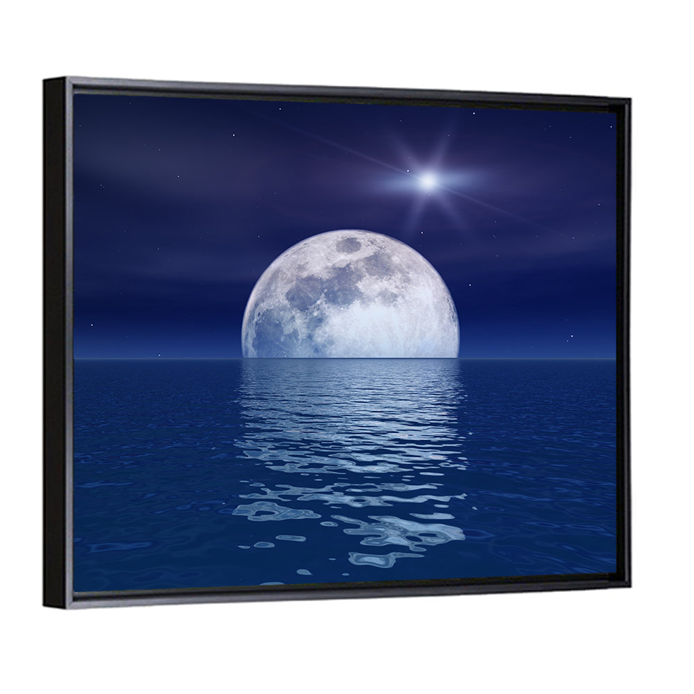 Quasar Star & Moon Over Sea Wall Art