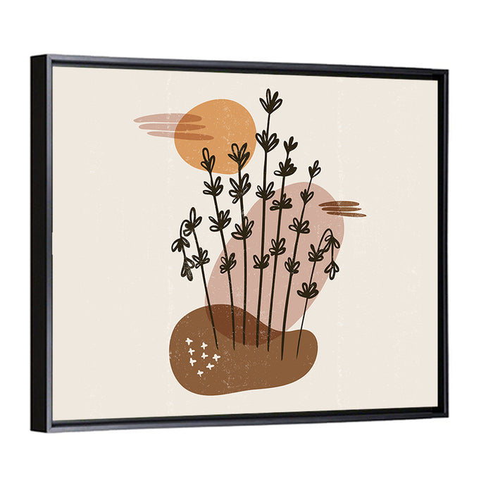 Lavender Botanical Minimalist Wall Art as a framed canvas