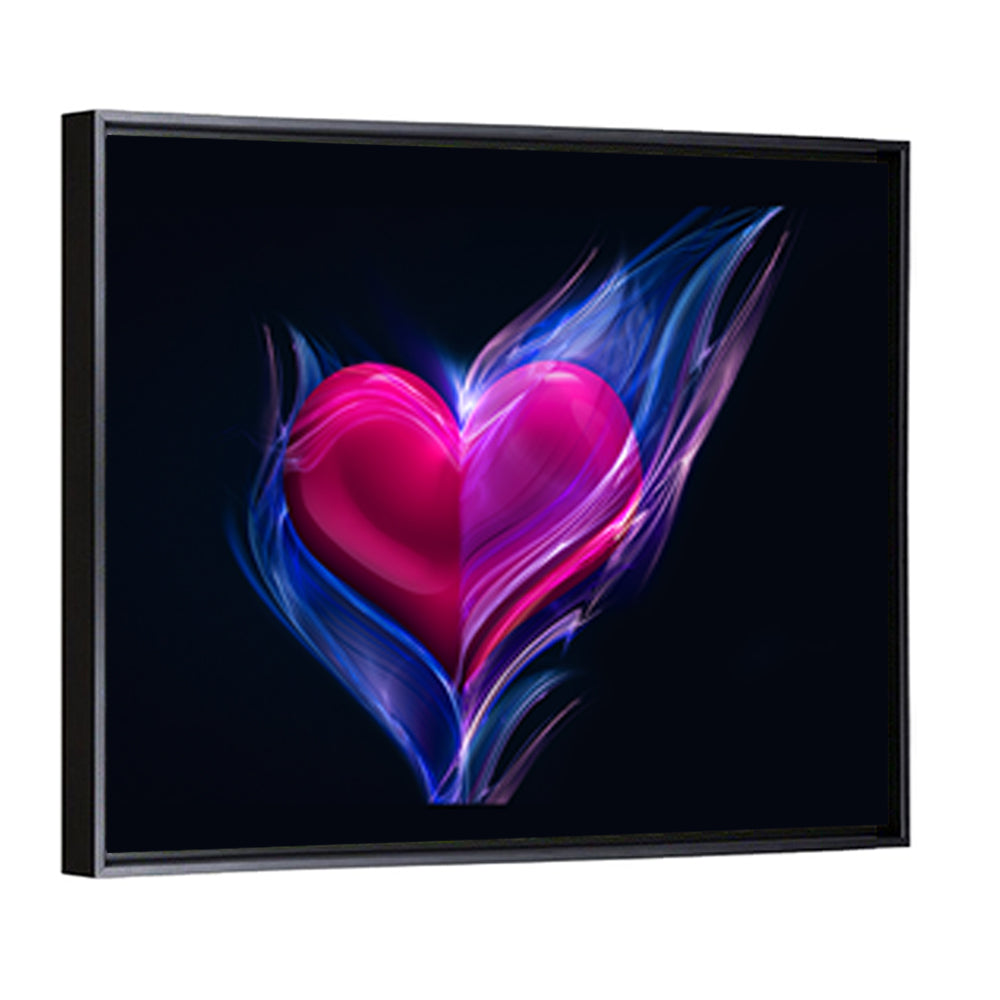 Burning Pink Heart In Blue Fire Wall Art
