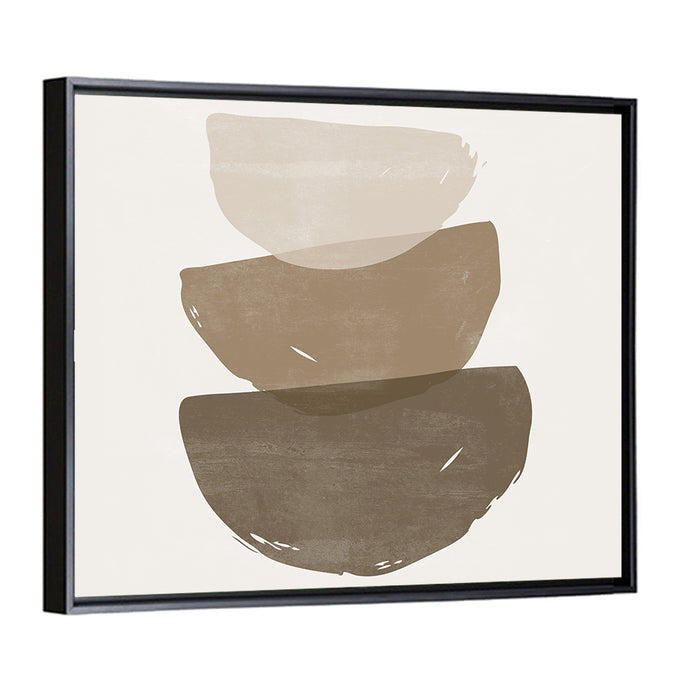 Sun and Moon Stacked Shapes Wall Art as a framed canvas