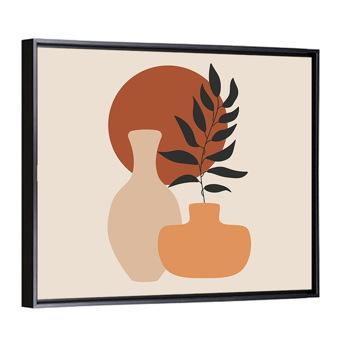Abstract Botanical Vases Wall Art as a framed canvas
