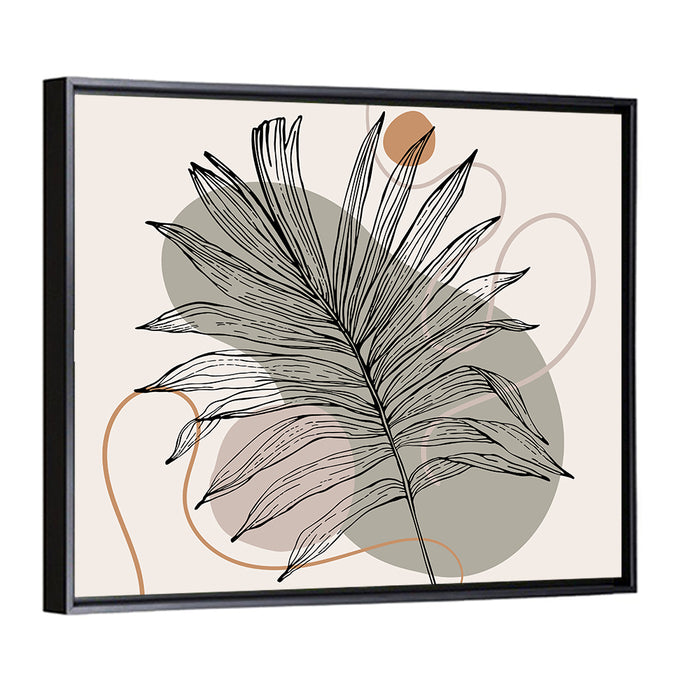 Tropical Palm Leaf Silhouette Wall Art as a framed canvas