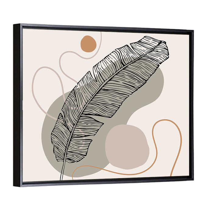Minimalist Leaf Illustration Wall Art as a framed canvas