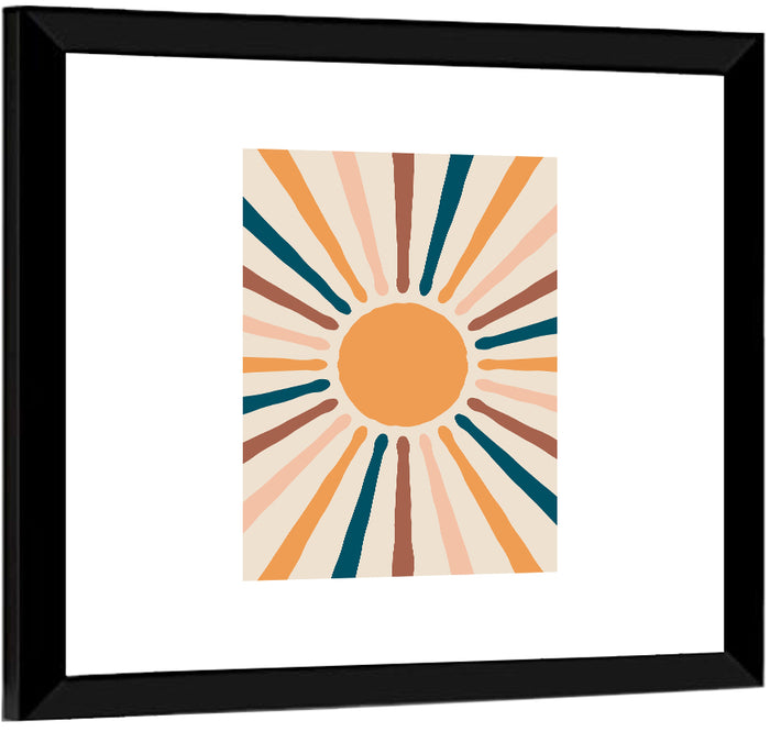 Boho Sunburst Abstract Wall Art as a framed print