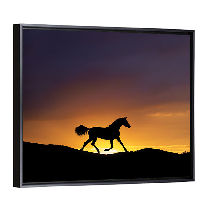Running Horse Silhouette Wall Art as a framed canvas