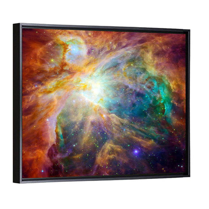 Orion Nebula Cosmic Cloud Wall Art as a framed canvas