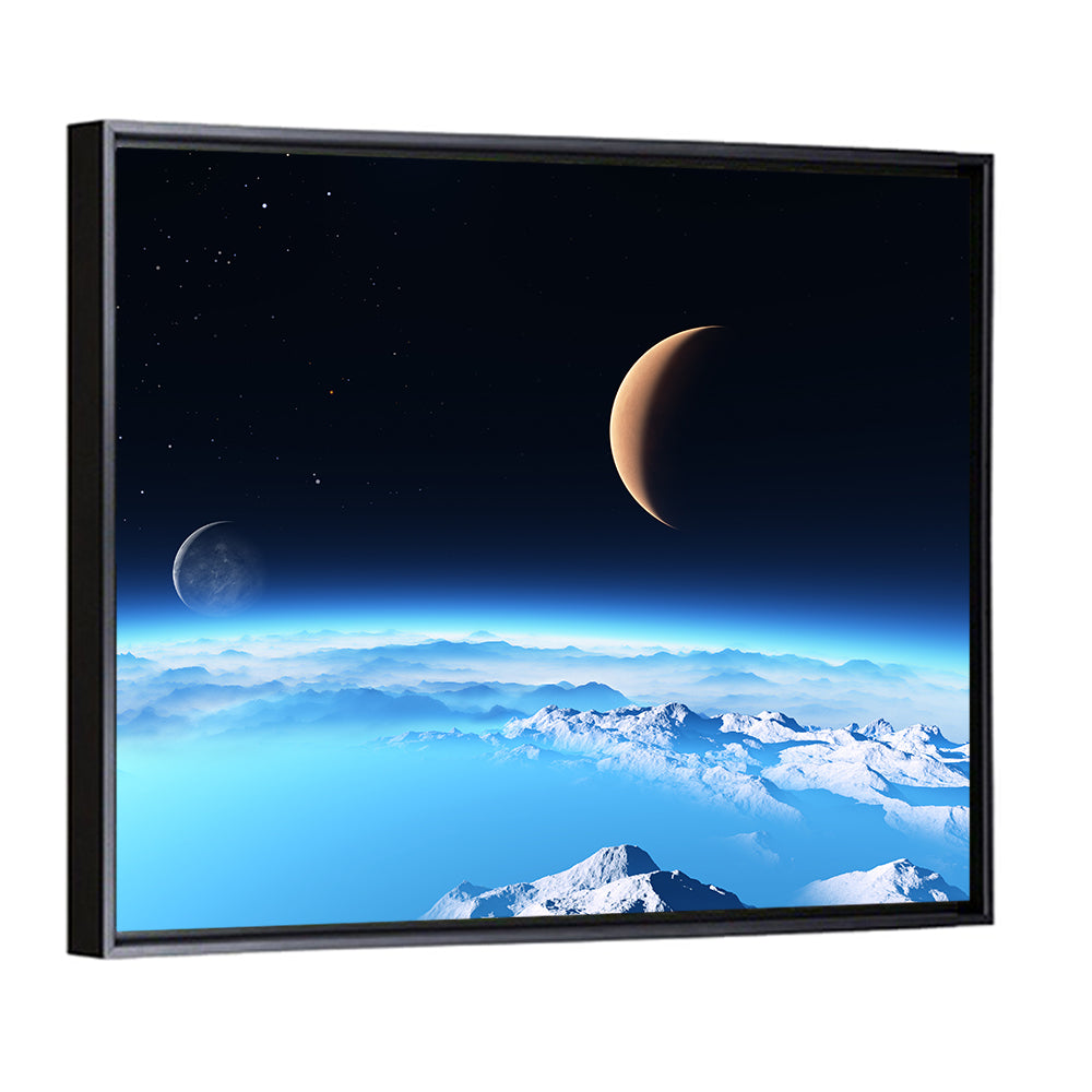 Ice Planet With Moon Wall Art