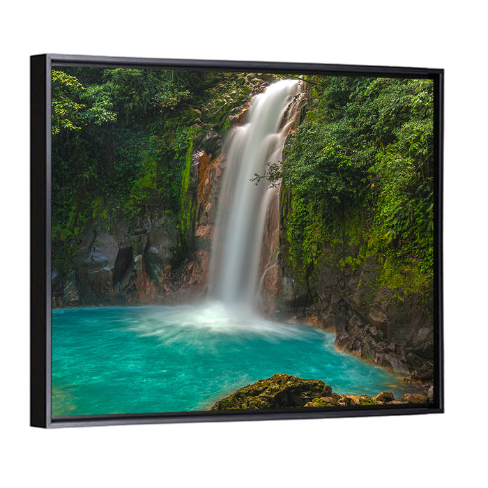 Rio Celeste Waterfall Wall Art as a framed canvas