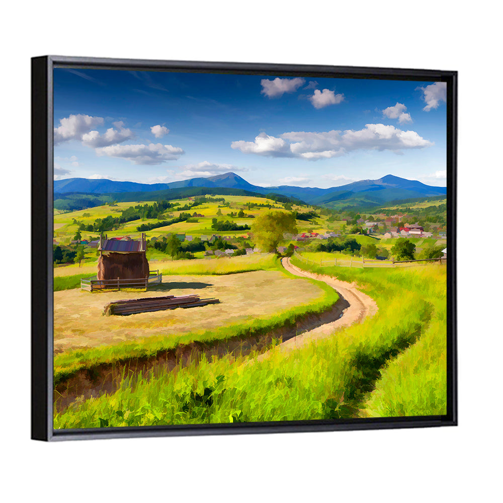 Summer Mountains Village Wall Art