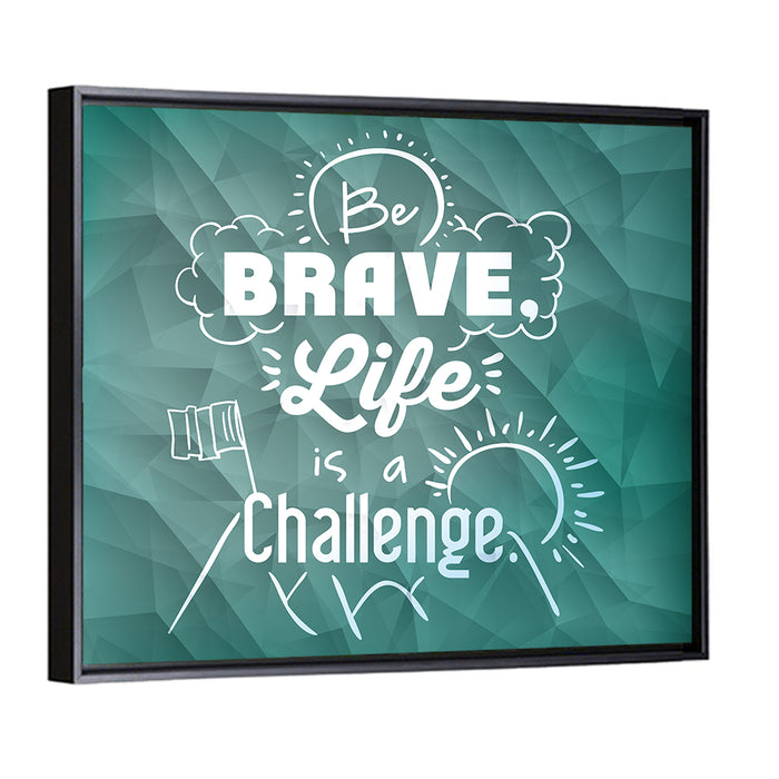 Teal Encouraging Mountain Quote Wall Art as a framed canvas