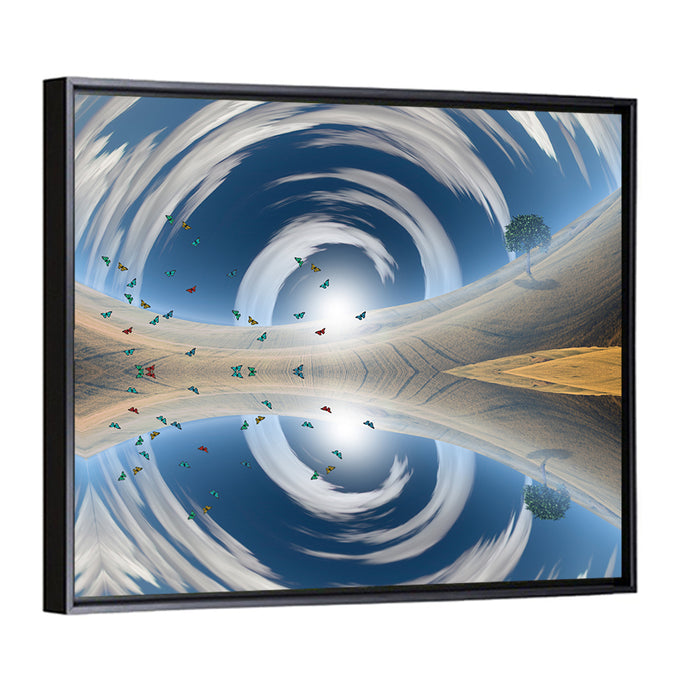 Swirling Sky Reflection Wall Art as a framed canvas