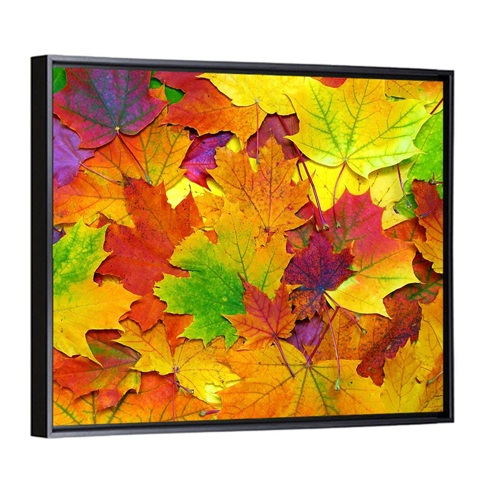Colorful Autumn Leaves Wall Art as a framed canvas