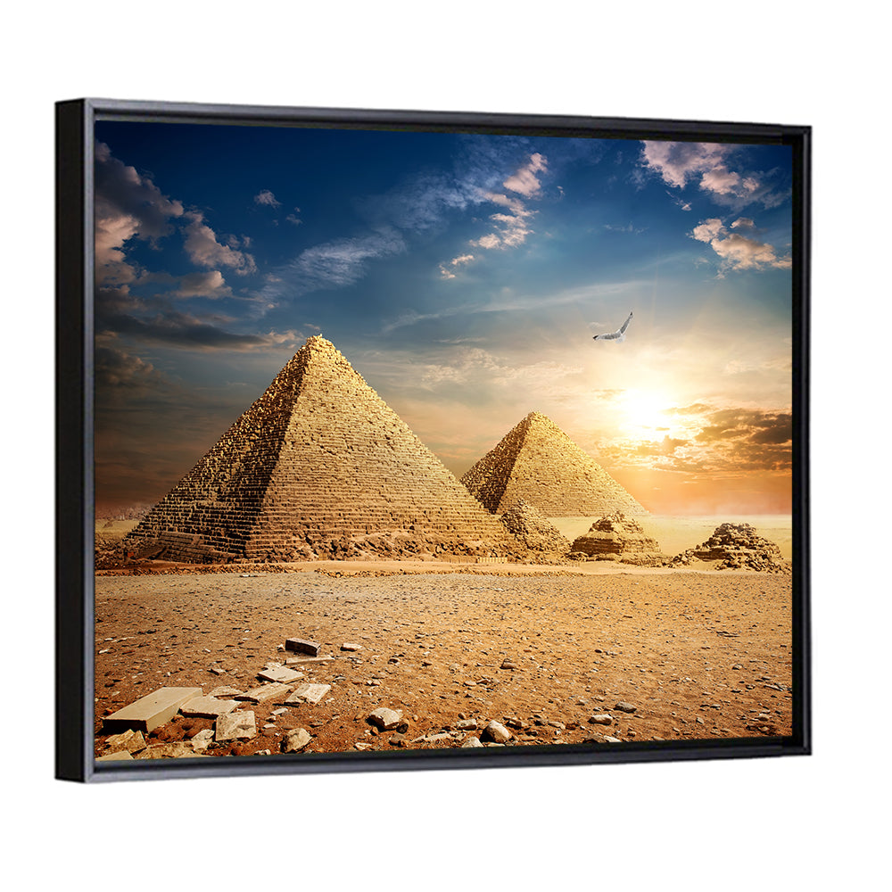 Pyramids At The Sunset Wall Art