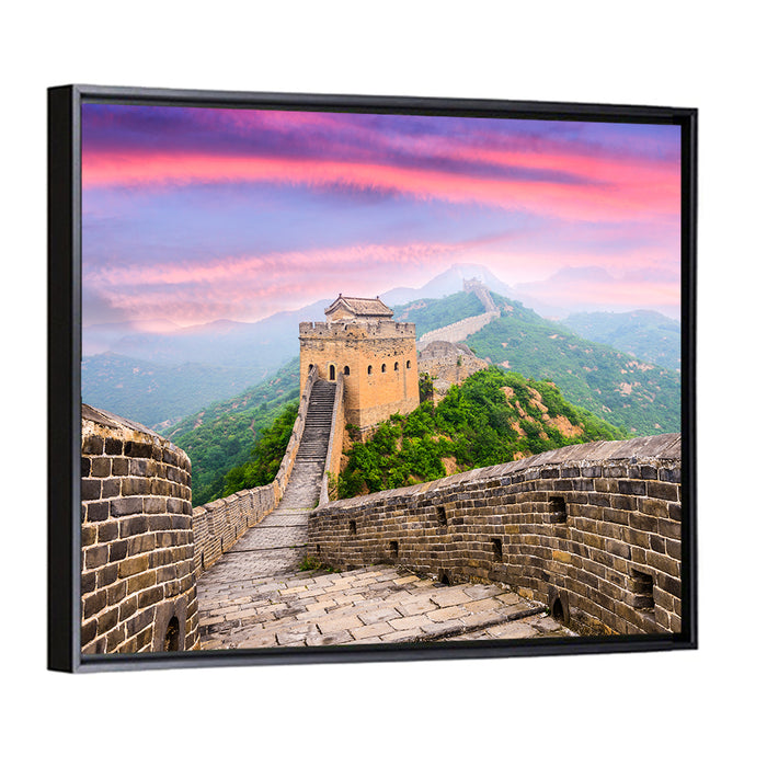 Great Wall at Dusk Wall Art as a framed canvas