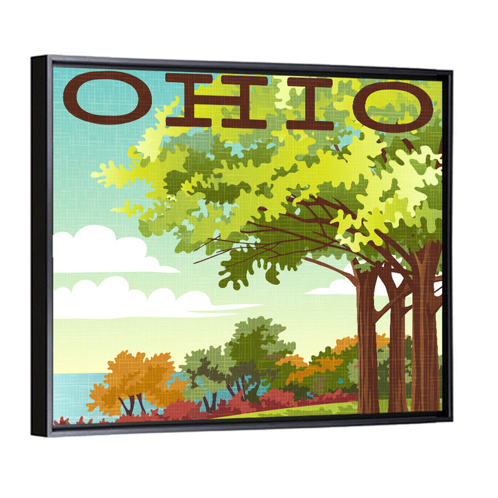 Retro Ohio Travel Illustration Wall Art