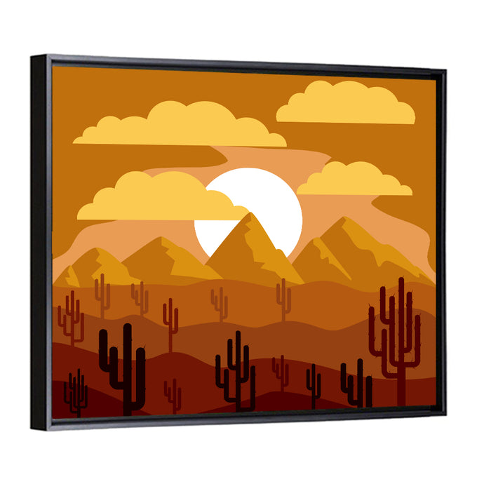 Layered Desert Sunset Wall Art as a framed canvas