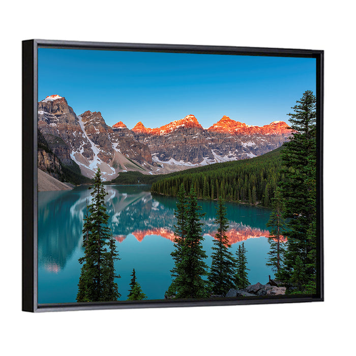 Sunrise at Moraine Lake Wall Art as a framed canvas