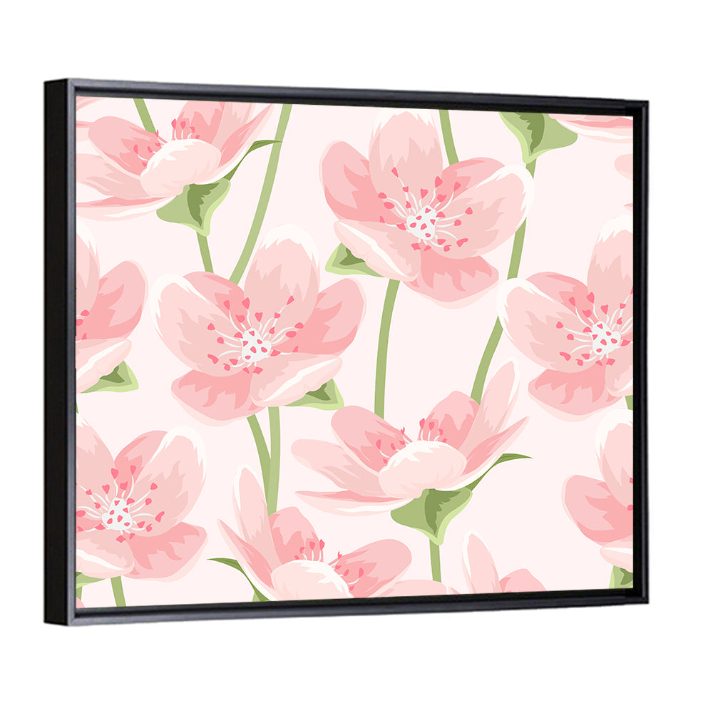 Pink Sakura Magnolia Pattern Wall Art