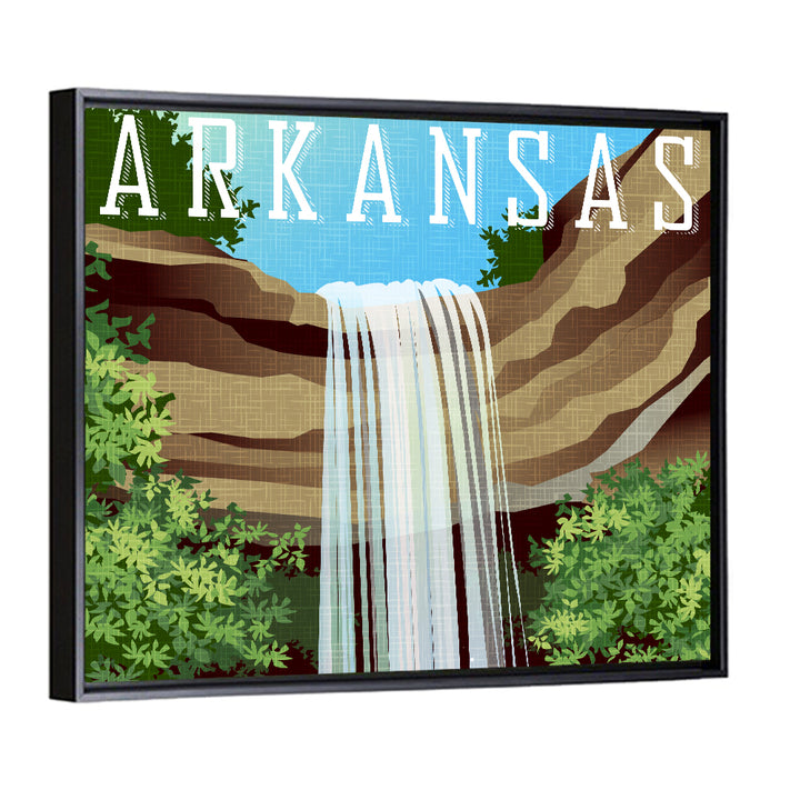 Arkansas Cliff Waterfall Illustration Wall Art