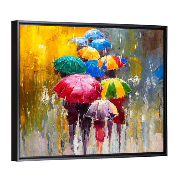 Rain Soaked Cityscape Oil Painting Wall Art as a framed canvas