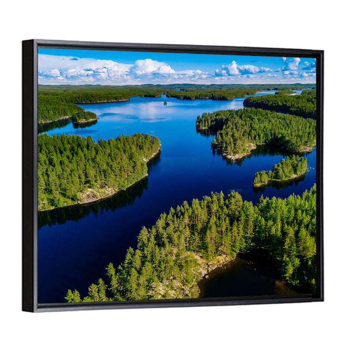 Blue Lakes and Green Forests, Finland Wall Art as a framed canvas