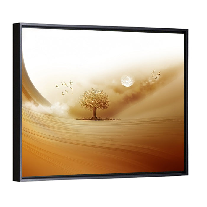 Moonlit Desert Tree Wall Art as a framed canvas
