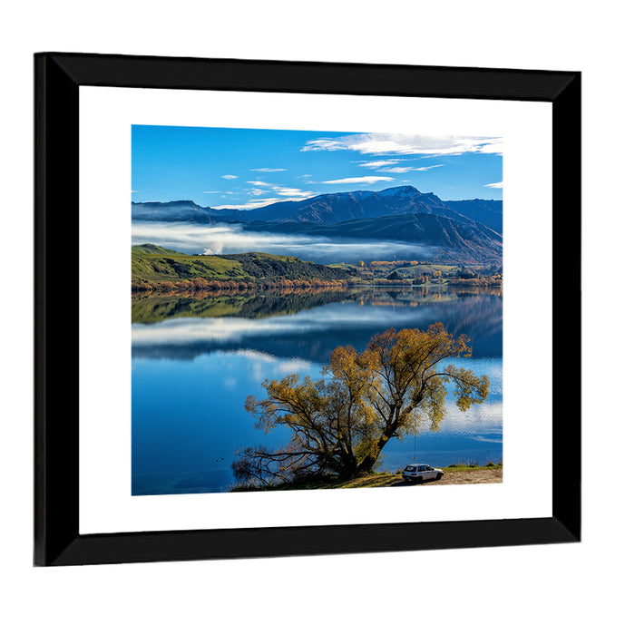 Lake Hayes Autumn Reflection Wall Art as a framed print