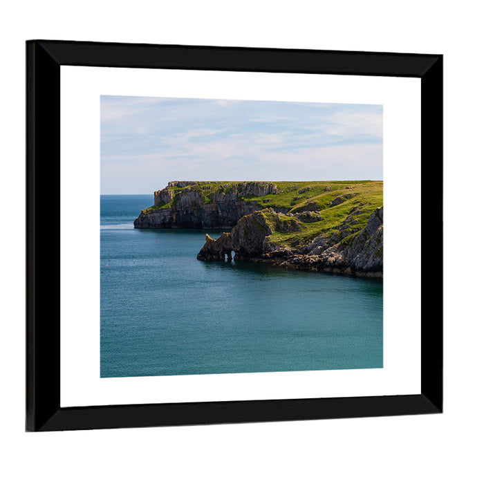 Barafundle Bay Clifftop and Sea Arch Wall Art as a framed print