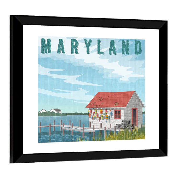 Maryland Harbor Scene Wall Art as a framed print