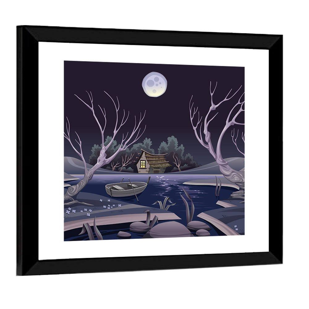 Pond In Night Wall Art