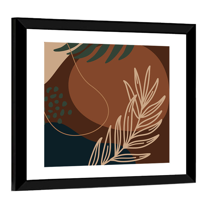 Brown Geometric Palm Leaf Wall Art