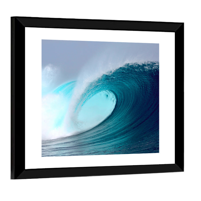 Tropical Blue Barrel Wave Wall Art as a framed print