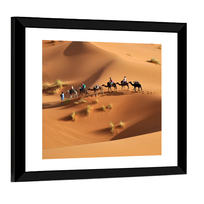 Morocco Sahara Caravan Wall Art as a framed print