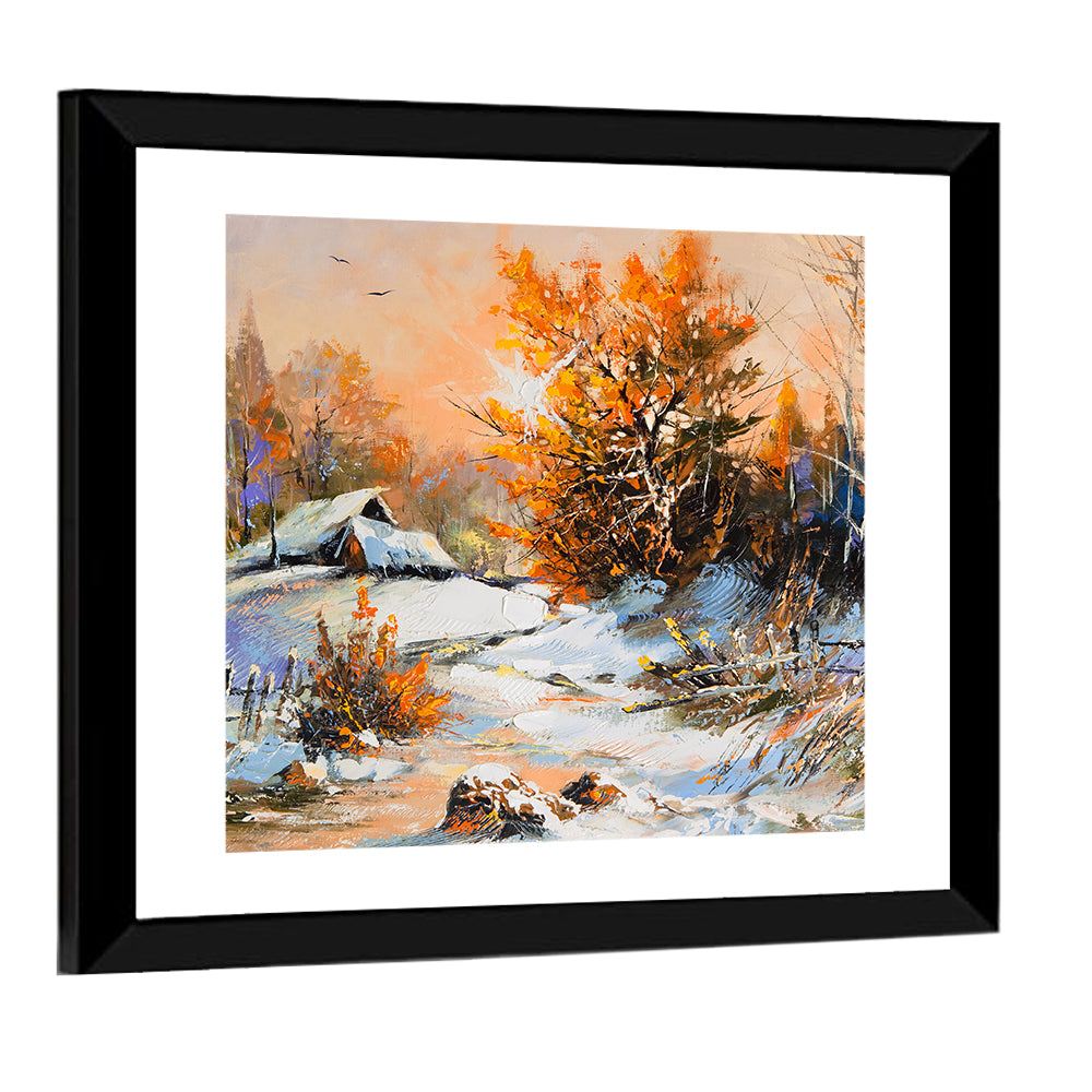Rural Winter Painting Wall Art