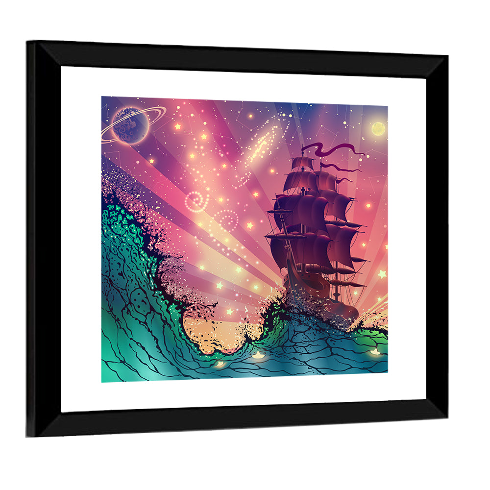 Ship On Sea Waves Wall Art