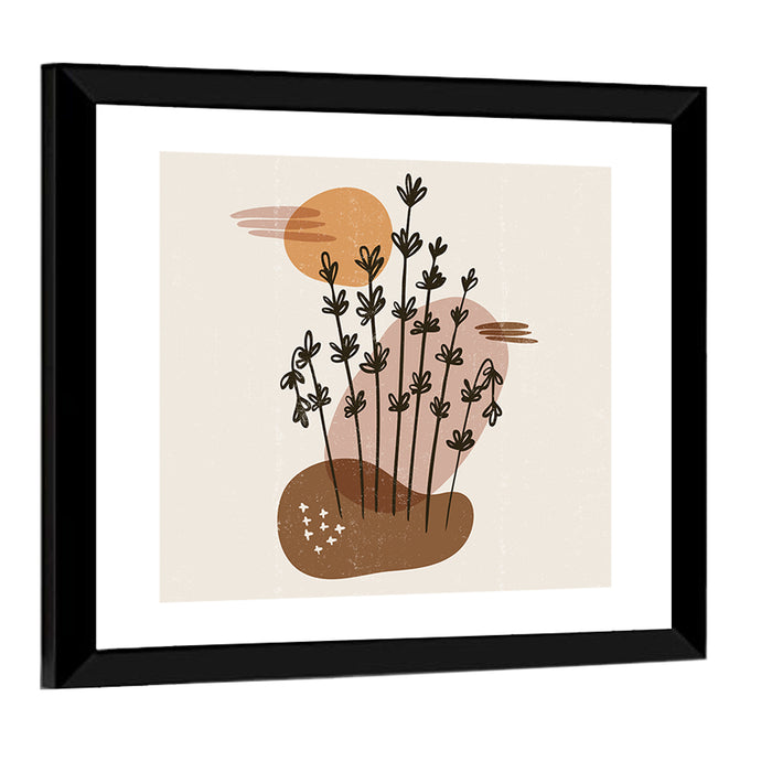 Lavender Botanical Minimalist Wall Art as a framed print
