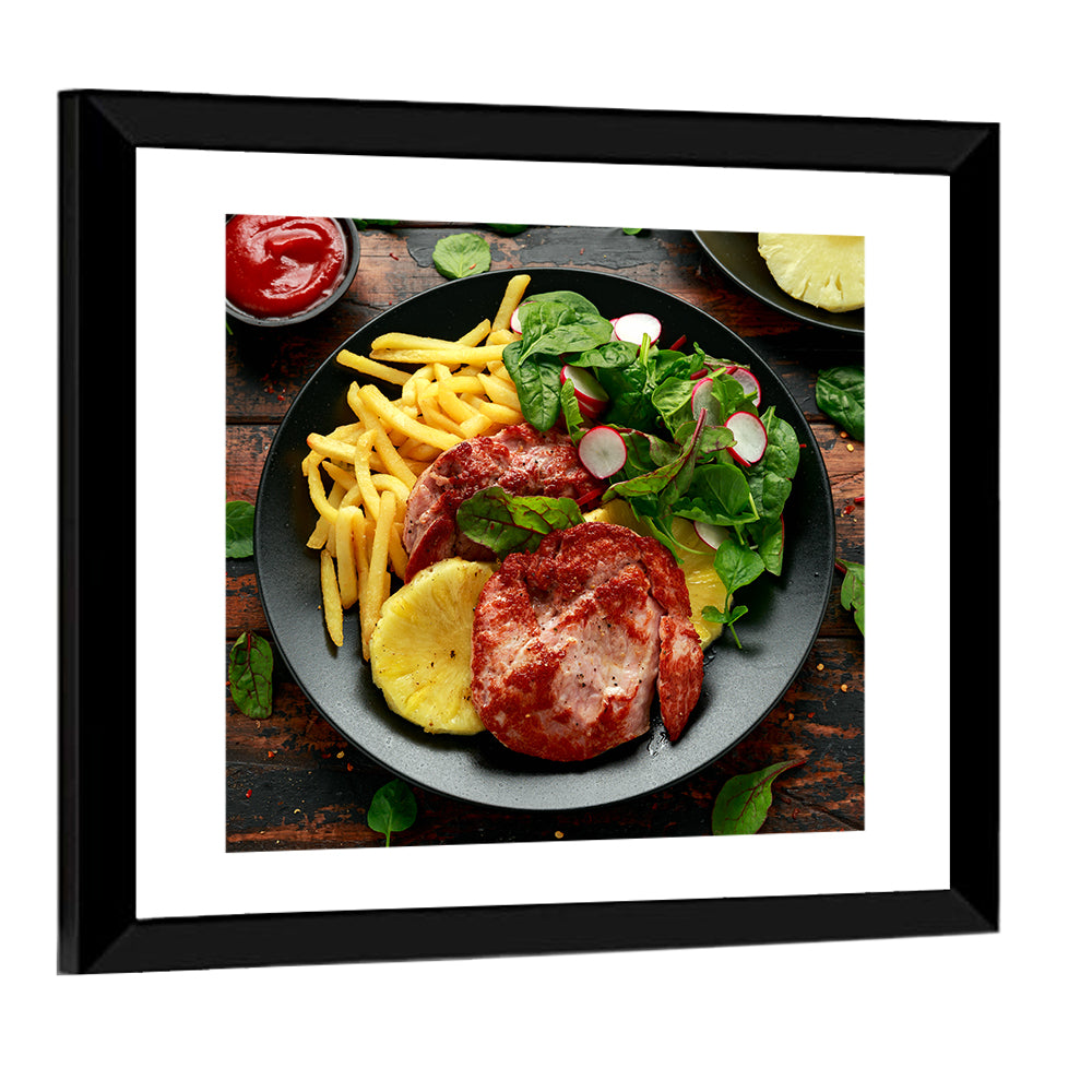 Fried Gammon Steak With Fries Wall Art