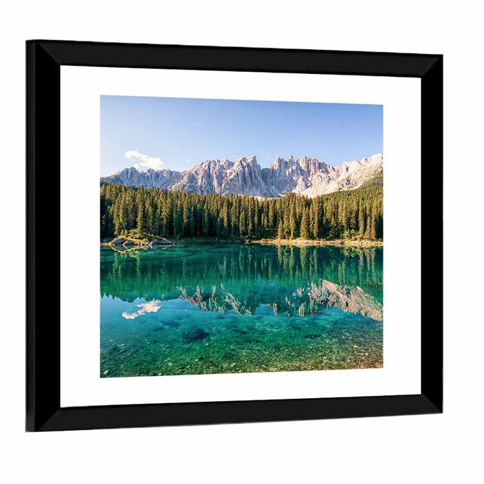 Karer Lake in the Dolomites Wall Art as a framed print