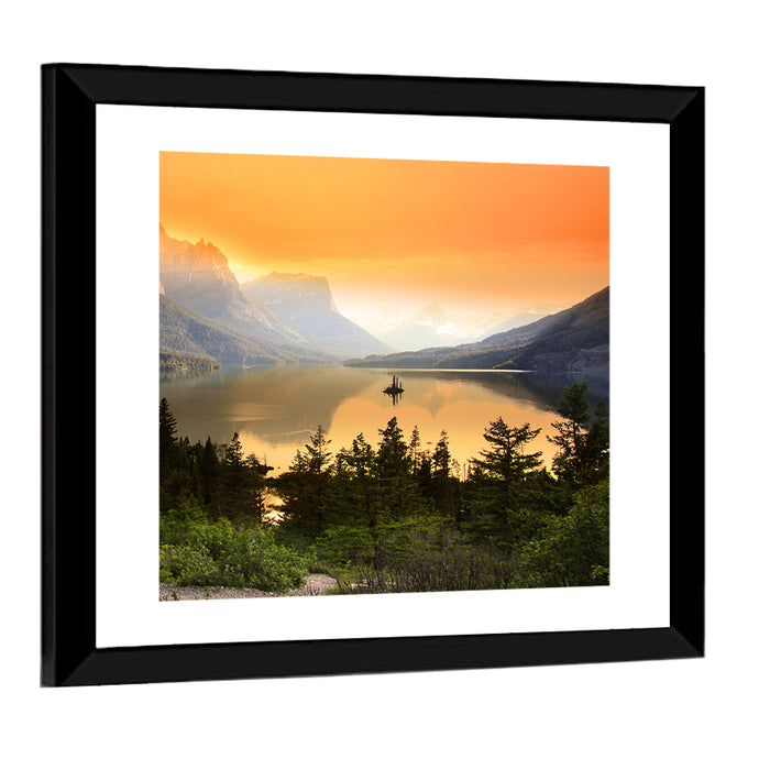 Saint Mary Lake, Wild Goose Island Wall Art as a framed print
