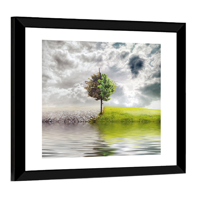 Tree Between Life and Decay Wall Art as a framed print