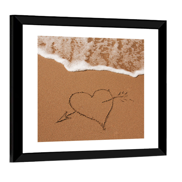 Heart in the Sand Wall Art as a framed print