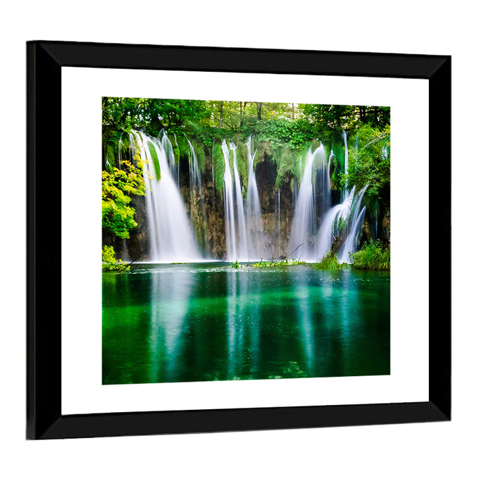 Plitvice Lakes Waterfalls Wall Art as a framed print