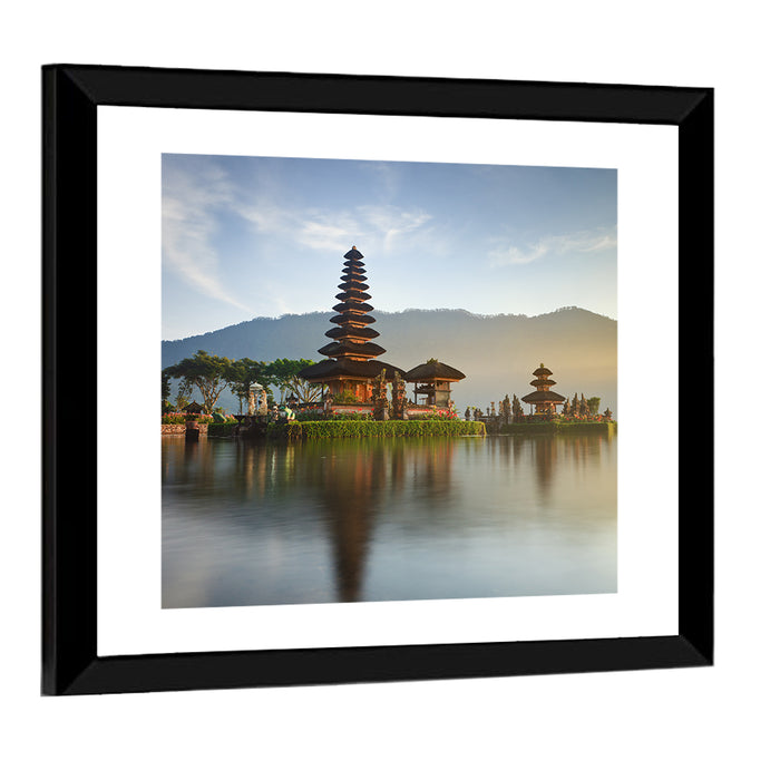 Ulun Danu Beratan Temple at Sunrise Wall Art as a framed print