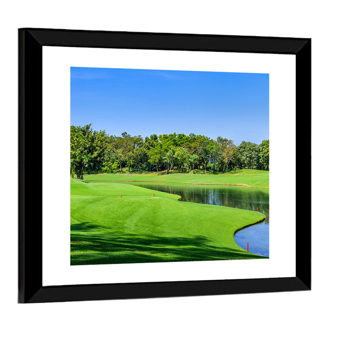 Green Golf Course Thailand Wall Art as a framed print