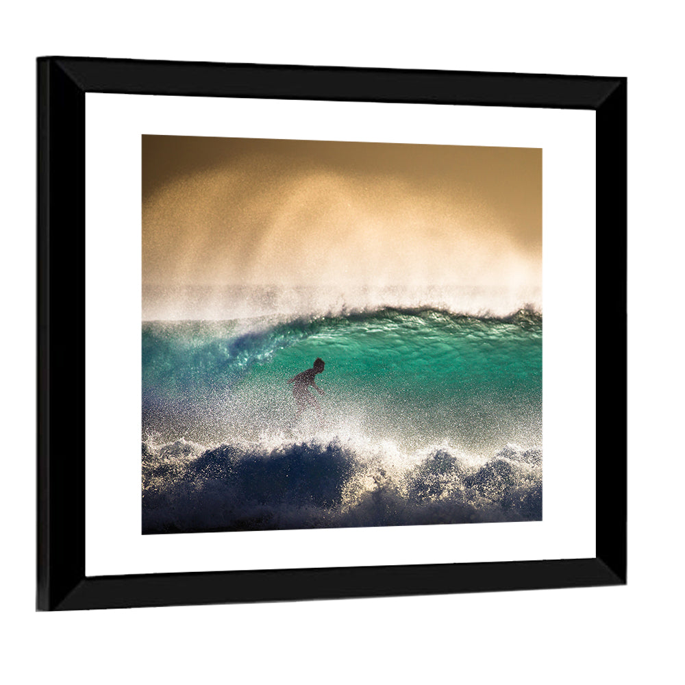 Surfer On Ocean Wave In Bali Wall Art