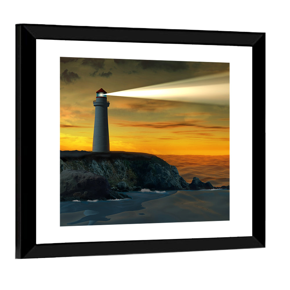 Lighthouse At Sunset Wall Art