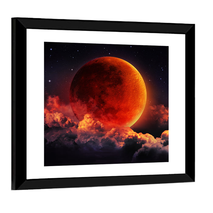 Blood Moon Eclipse Wall Art as a framed print