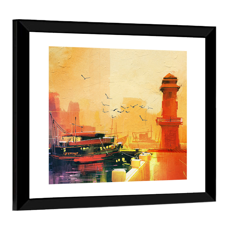 Lighthouse & Fishing Boat Artwork Wall Art